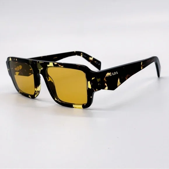 NEW PRADA SPR A05 16O10C SQUARE BROWN YELLOW PRA05S 16O10C UNISEX SUNGLASSES